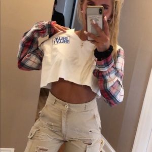 ❤️ SOLD ❤️Corona flannel sleeve crop